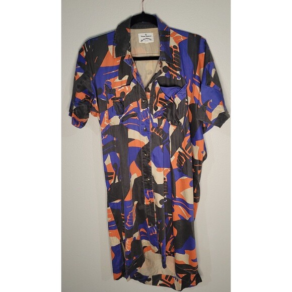 Vivienne Westwood Anglomania Abstract Print Shirt Dress Size 38 Made in Japan - Picture 1 of 11